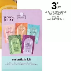 Sence - Le Kit 5 Masques De Voyage offre à 3,49€ sur Stokomani