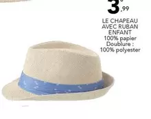Le Chapeau Avec Ruban Enfant offre à 3,99€ sur Stokomani