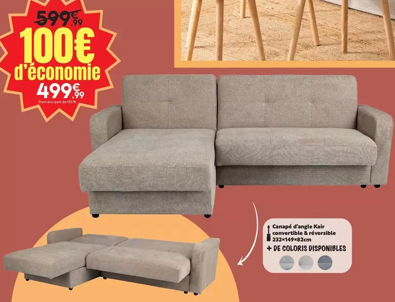 Canapé D'Angle Kair  offre à 499,99€ sur Maxi Bazar