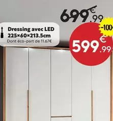 Dressing Avec Led 225x60x213.5cm offre à 599,99€ sur Maxi Bazar