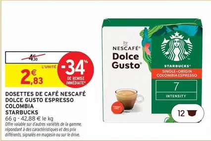 Colombia - Dosettes De Café Nescafé Dolce Gusto Espresso offre à 2,83€ sur Intermarché