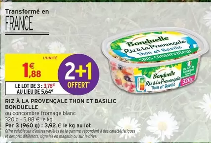 Bonduelle - Riz À La Provençale Thon Et Basilic offre à 1,88€ sur Intermarché