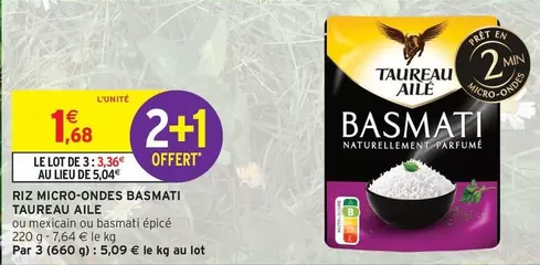 Taureau Ailé - Riz Micro-ondes Basmati offre à 1,68€ sur Intermarché