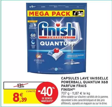 Mega - Capsules Lave Vaisselle Powerball Quantum X68 Parfum Frais offre à 8,39€ sur Intermarché