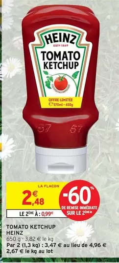 Heinz - Tomato Ketchup offre à 2,48€ sur Intermarché
