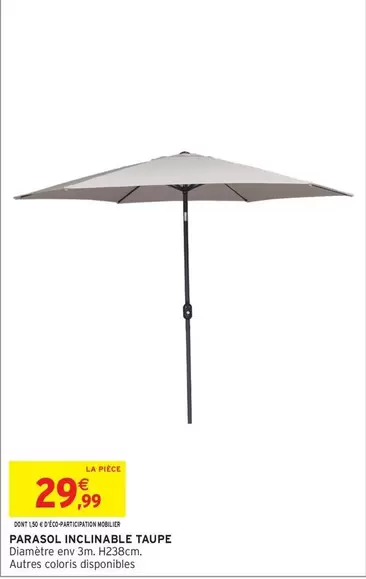 3M - Parasol Inclinable Taupe offre à 29,99€ sur Intermarché