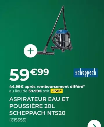 Scheppach - Aspirateur Eau Et Poussière NTS20 offre à 59,99€ sur Feu Vert