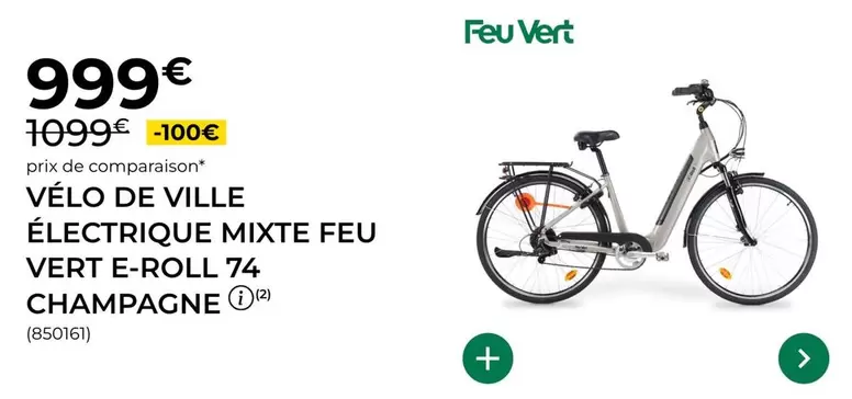 Feu Vert - Vélo De Ville Électrique Mixte E-Roll 74 Champagne offre à 999€ sur Feu Vert