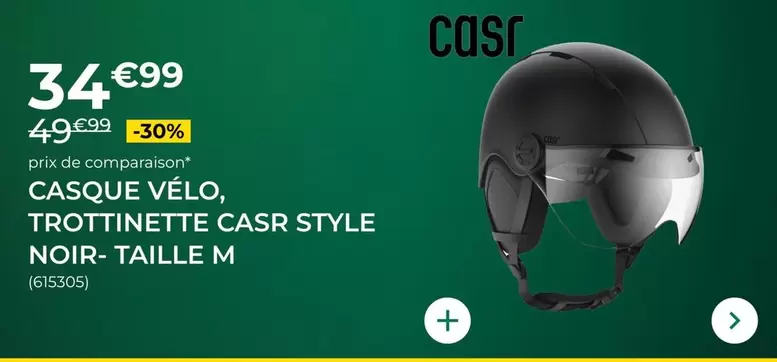 Casr - Casque Vélo, Trottinette Casr Style Noir-Taille M offre à 34,99€ sur Feu Vert