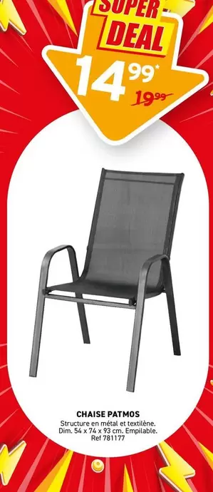 Chaise Patmos offre à 14,99€ sur Trafic