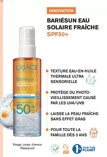 Sun - Eau Solaire Fraîche Spf50+ offre sur Pharmacien Giphar