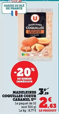 U - Madeleines Coquilles Coeur Caramel offre à 2,63€ sur Bi1