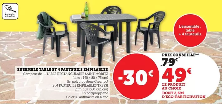 Moritz - Ensemble Table Et 4 Fauteuils Empilables offre à 49€ sur Bi1