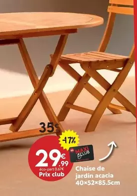 Chaise De Jardin Acacia offre à 29,99€ sur Maxi Bazar