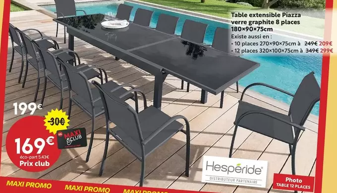 Promo - Table Extensible Plazas Verre Extensible 8 Places offre à 169€ sur Maxi Bazar