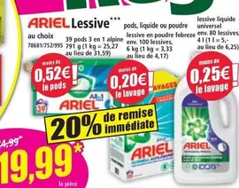 Ariel - Lessive offre à 19,99€ sur Norma