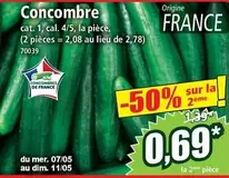 Concombre offre à 0,69€ sur Norma