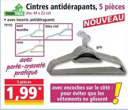 Toptex - Cintres Antidérapants, 5 Pièces offre à 1,99€ sur Norma