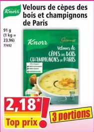 Knorr - Velours De Cèpes Des Bois Et Champignons De Paris offre à 2,18€ sur Norma