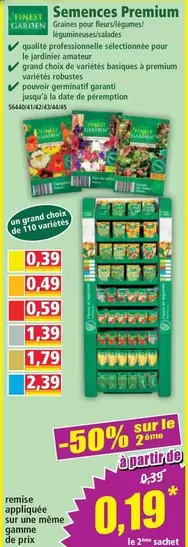 Finest Garden - Semences Premium  offre à 0,19€ sur Norma