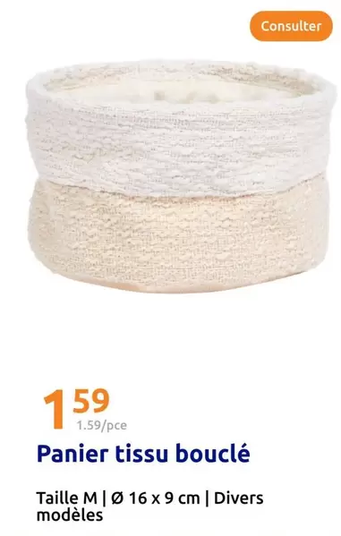 Panier Tissu Bouclé offre à 1,59€ sur Action