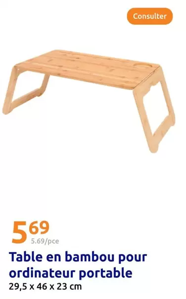 Table En Bambou Pour Ordinateur Portable offre à 5,69€ sur Action