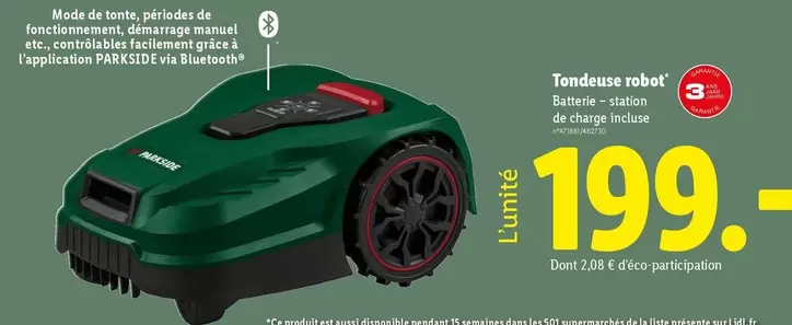 Parkside - Tondeuse Robot offre à 199€ sur Lidl