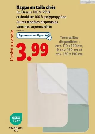 Nappe En Toile Cirée offre à 3,99€ sur Lidl