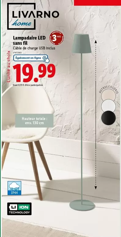 Livarno Home - Lampadaire Led Sans Fil offre à 19,99€ sur Lidl