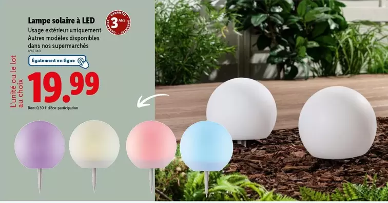 Lampe Solaire À LED offre à 19,99€ sur Lidl
