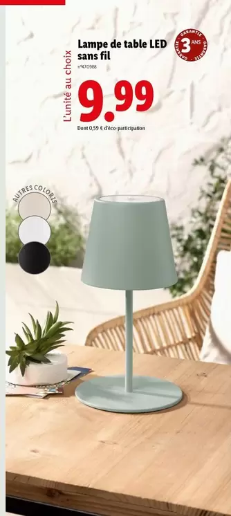 Lampe De Table Led Sans Fil offre à 9,99€ sur Lidl