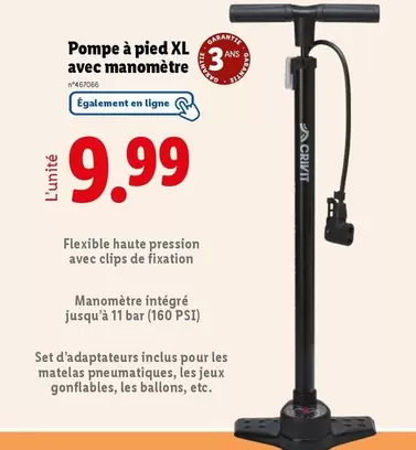 Crivit - Pompe À Pied Xl Avec Manomètre  offre à 9,99€ sur Lidl