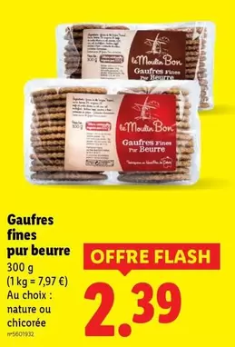 Le Moulin Bon - Gaufres Fines Pur Beurre offre à 2,39€ sur Lidl