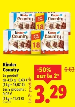Kinder - Country offre à 6,63€ sur Lidl