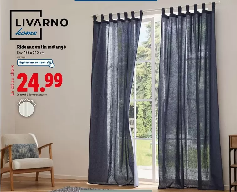 Livarno Home - Rideaux En Lin Mélangé offre à 24,99€ sur Lidl