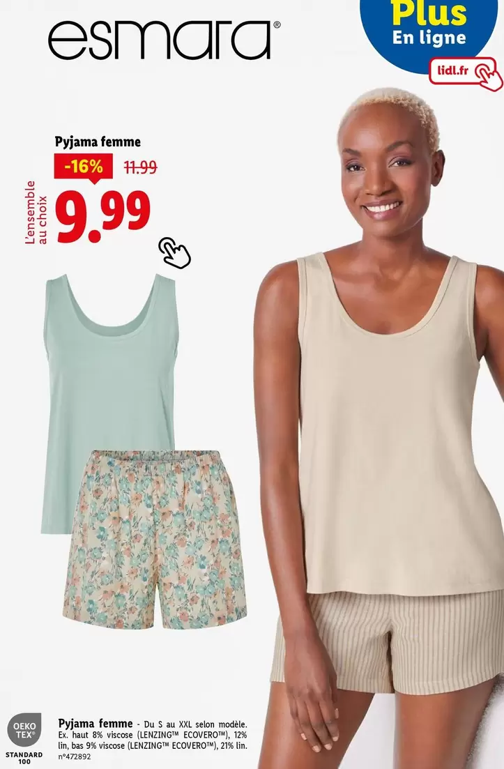 Esmara - Pyjama Femme offre à 9,99€ sur Lidl