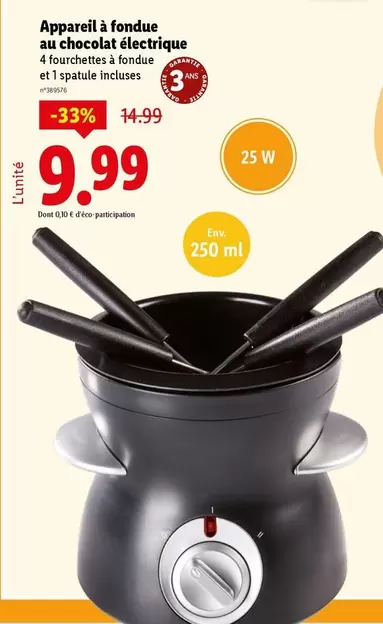 Appareil À Fondue Au Chocolat Électrique offre à 9,99€ sur Lidl