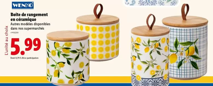 Wenko - Boîte De Rangement En Céramique offre à 5,99€ sur Lidl