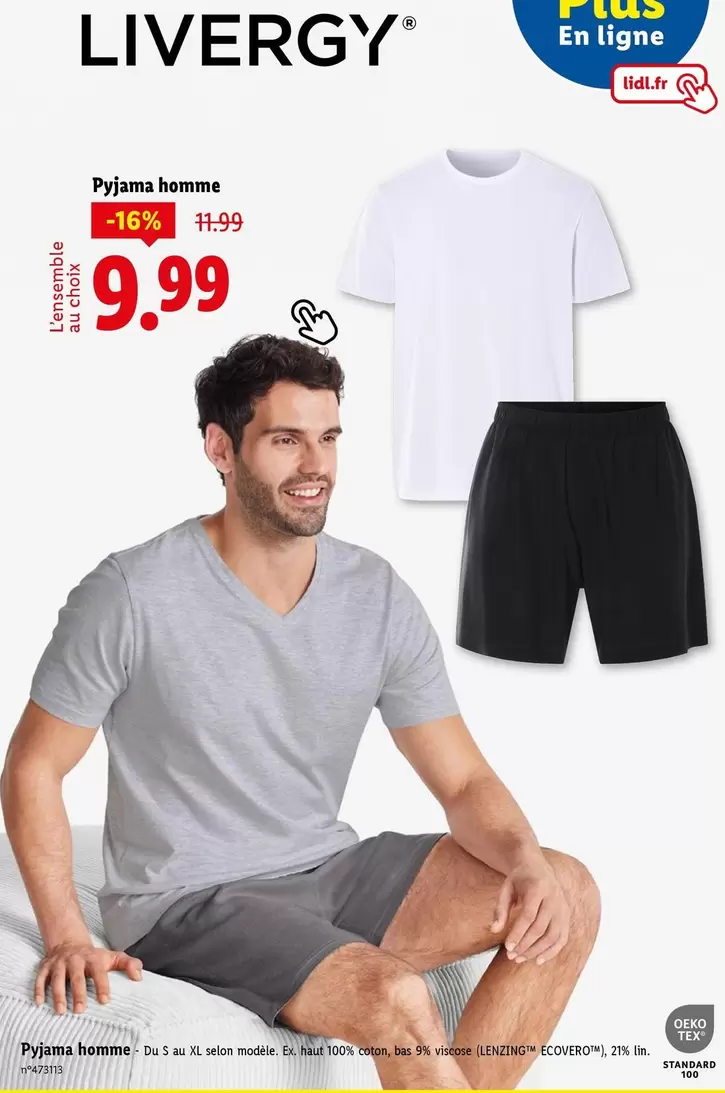 Livergy - Pyjama Homme offre à 9,99€ sur Lidl
