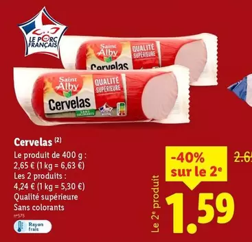 Saint Alby - Cervelas offre à 2,65€ sur Lidl