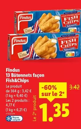Findus - 13 Batonnets Façon Fish&Chips offre à 3,42€ sur Lidl