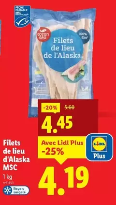 Ocean Sea - Filets De Lieu D'Alaska MSC offre à 4,45€ sur Lidl