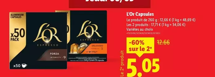 L'Or - Capsules offre à 12,66€ sur Lidl