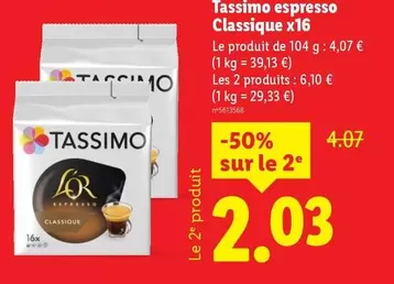 L'Or - Tassimo Espresso Classique offre à 4,07€ sur Lidl