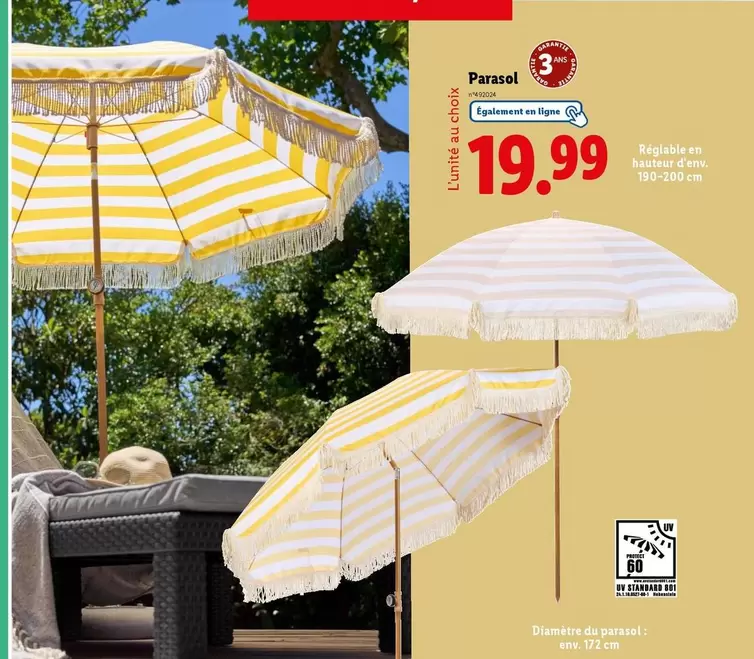 Parasol offre à 19,99€ sur Lidl