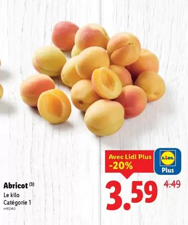 Abricot  offre à 4,49€ sur Lidl