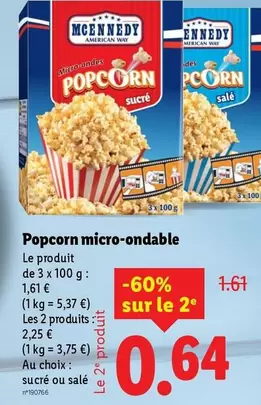 Mcennedy - Popcorn Micro-ondable offre à 1,61€ sur Lidl