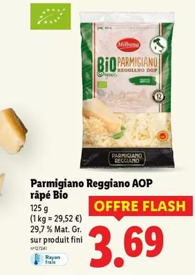 Milbona - Parmigiano Reggiano AOP Râpé Bio offre à 3,69€ sur Lidl