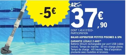 Balais Aspriateur Petites Piscines & Spa offre à 37,9€ sur E.Leclerc Jardi