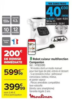Total - Robot Cuiseur Multifonction Companion offre à 399,99€ sur Carrefour Contact